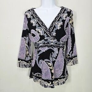 Vintage Y2K INC Womens Babydoll Tunic Top Blouse M Boho Fairy Festival Gypsy